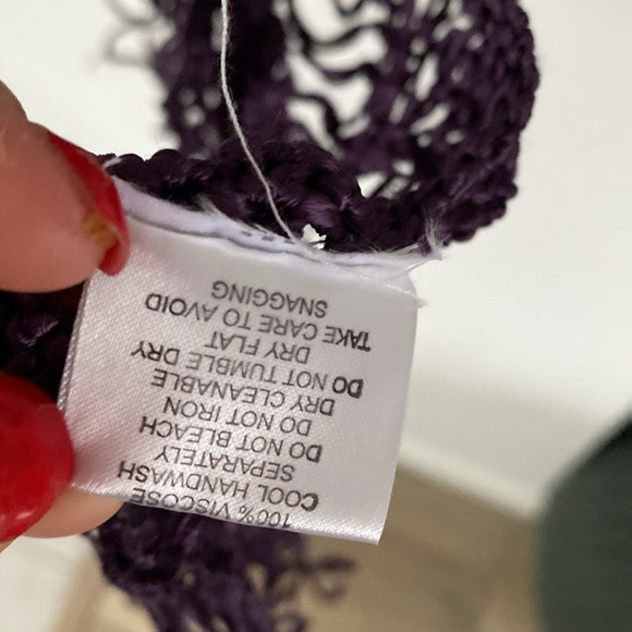 JIGSAW purple shawl wrap crochet macrame knit poncho NWT new scarf - Picture 4 of 7